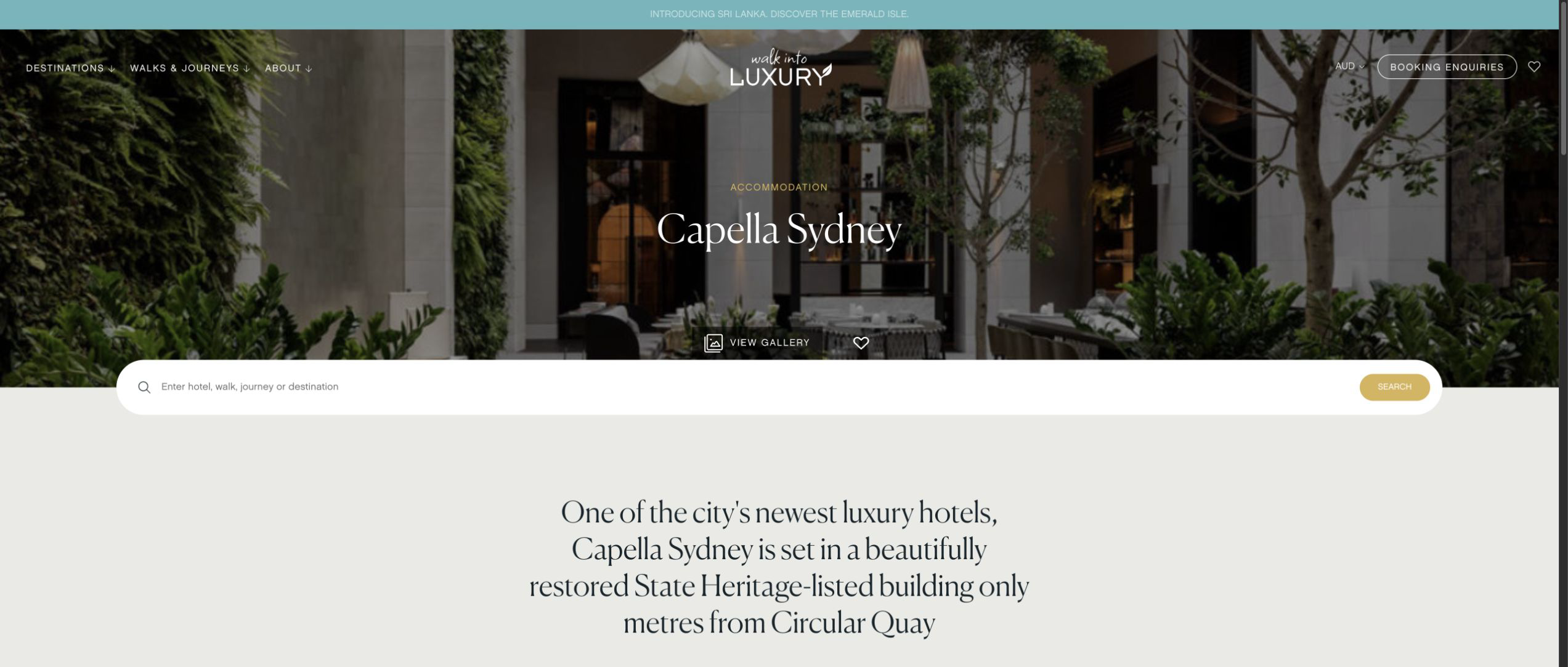 Walk Into Luxury page placing Capella Sydney metres from Circular Quay